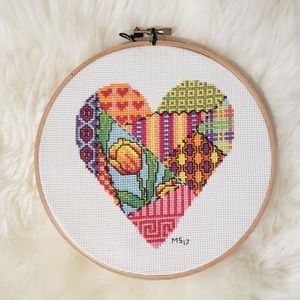 Beautiful cross stitch embroidery heart art